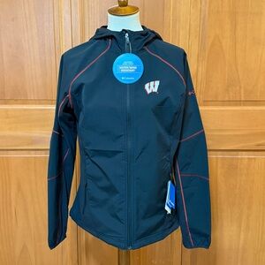 Columbia University of Wisconsin Madison Badger Black Windbreaker Jacket